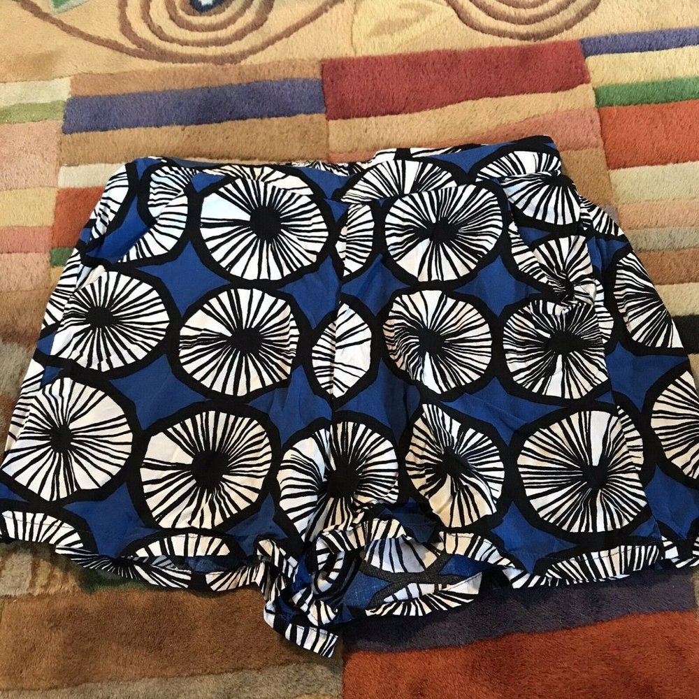 Marimekko For Target Womens Shorts XS Rayon Blue Black White